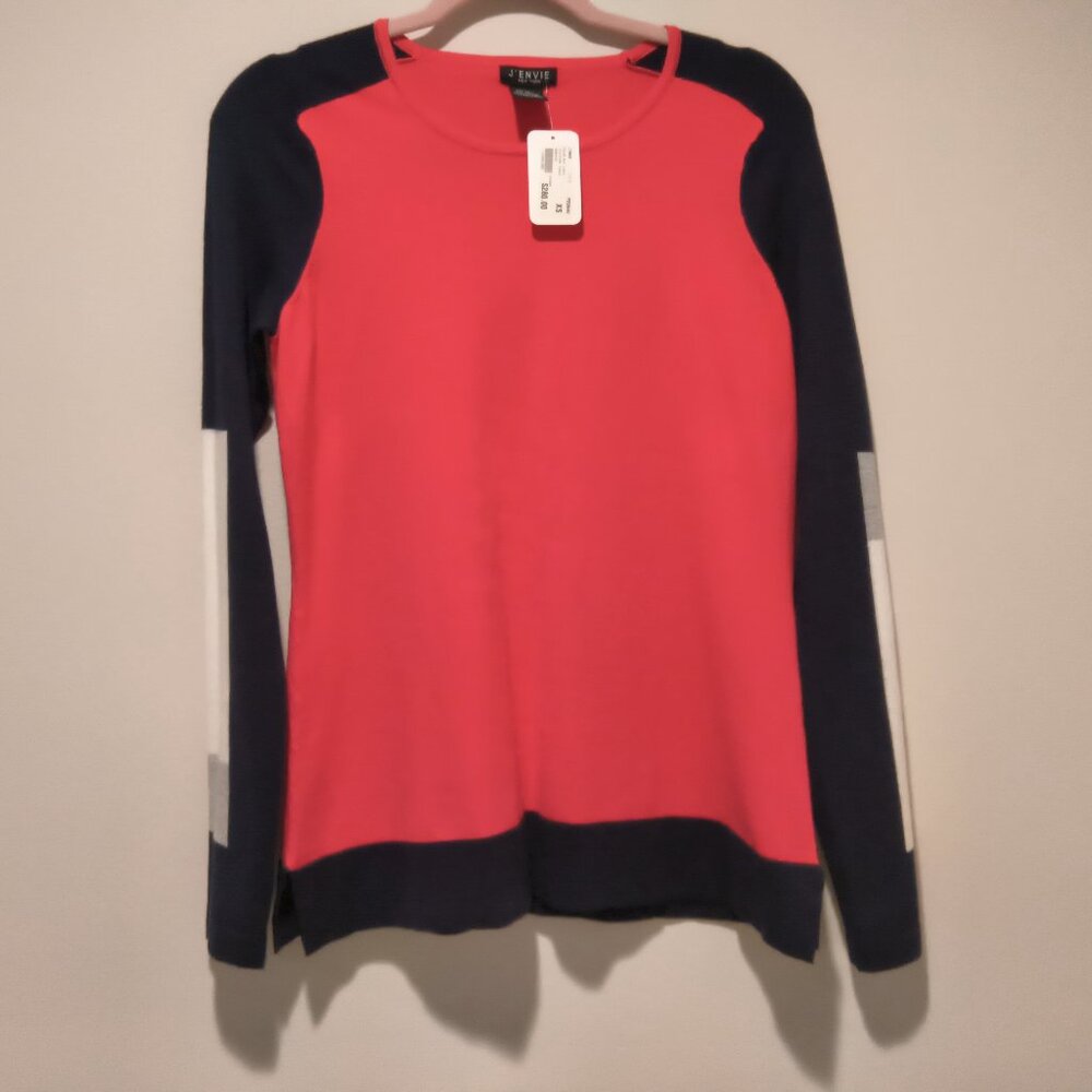 J'envie   red navy grey sweater size XS